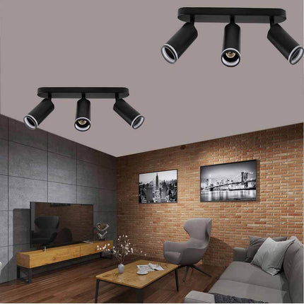 Applique plafoniera orientabile da soffitto o parete 3 diffusori lampada attacco GU10 per bagno soggiorno bianco o nero - enzoled