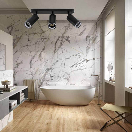 Applique plafoniera orientabile da soffitto o parete 3 diffusori lampada attacco GU10 per bagno soggiorno bianco o nero - enzoled