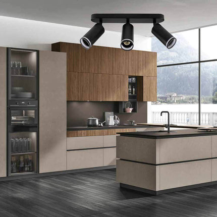 Applique plafoniera orientabile da soffitto o parete 3 diffusori lampada attacco GU10 per bagno soggiorno bianco o nero - enzoled