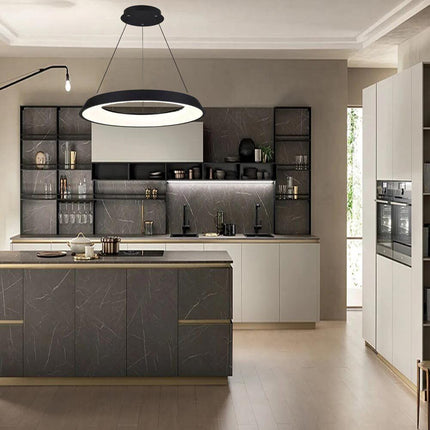 Lampadari a led 43 watt tre colorazioni di luce lampada da soffitto a sospensione ultra moderno cucina soggiorno - enzoled