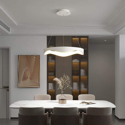 Lampadario a sospensione a led a onda 38 watt ultra moderna tre colorazione di luce fredda 6500k calda 3000k naturale 4000k - enzoled