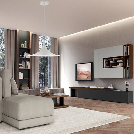 Lampadario a sospensione stile contemporaneo in metallo decorativo attacco E27 luce tavolo cucina nero o bianco - enzoled