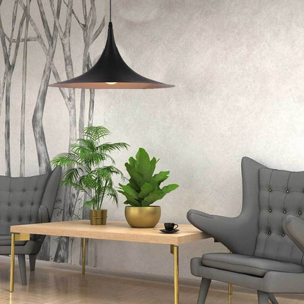 Lampadario a sospensione stile contemporaneo in metallo decorativo attacco E27 luce tavolo cucina nero o bianco - enzoled