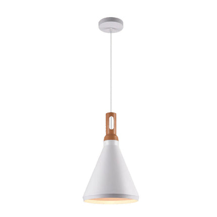 Lampadario a sospensione stile industriale in metallo pendente a cono attacco E27 luce tavolo cucina di colore nero o bianco - enzoled