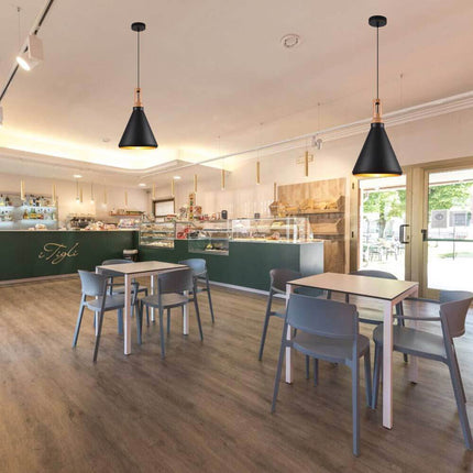 Lampadario a sospensione stile industriale in metallo pendente a cono attacco E27 luce tavolo cucina di colore nero o bianco - enzoled