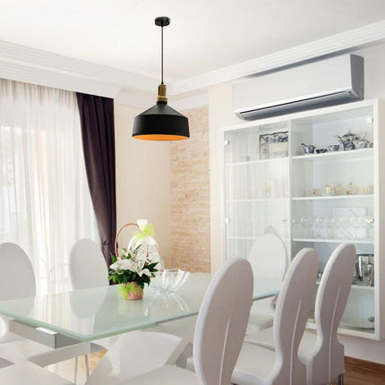 Lampadario a sospensione stile industriale in metallo pendente a coppa attacco E27 luce tavolo cucina di colore nero o bianco - enzoled