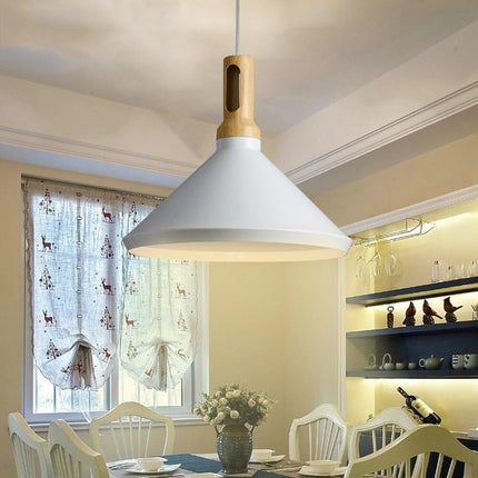 Lampadario a sospensione stile industriale lampada pendente attacco E27 luce tavolo cucina di colore nero o bianco - enzoled