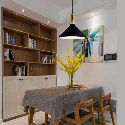 Lampadario a sospensione stile industriale lampada pendente attacco E27 luce tavolo cucina di colore nero o bianco - enzoled