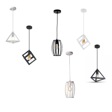Lampadario da soffitto pendente a sospensione 3d stile geometrico forma triangolo cubo ovale bianco o nero E27 - enzoled