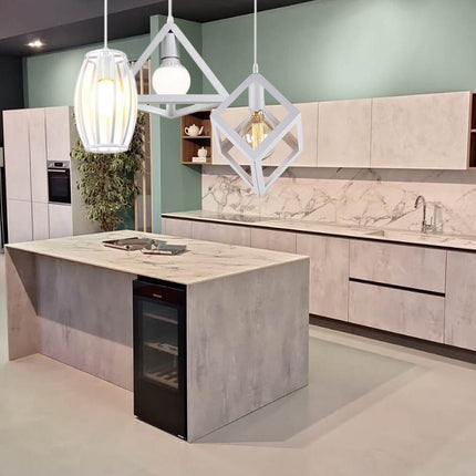 Lampadario da soffitto pendente a sospensione 3d stile geometrico forma triangolo cubo ovale bianco o nero E27 - enzoled