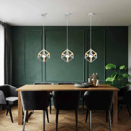 Lampadario da soffitto pendente a sospensione 3d stile geometrico forma triangolo cubo ovale bianco o nero E27 - enzoled