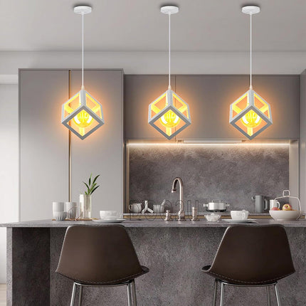 Lampadario da soffitto pendente a sospensione 3d stile geometrico forma triangolo cubo ovale bianco o nero E27 - enzoled