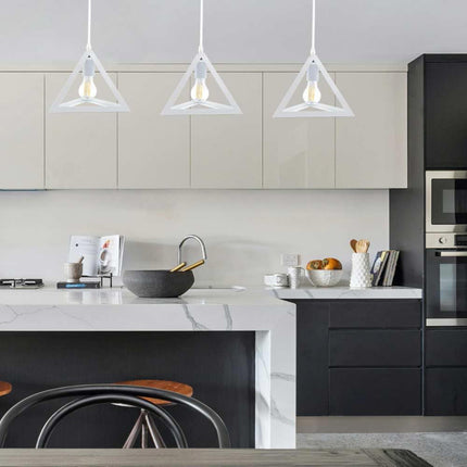 Lampadario da soffitto pendente a sospensione 3d stile geometrico forma triangolo cubo ovale bianco o nero E27 - enzoled