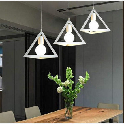 Lampadario da soffitto pendente a sospensione 3d stile geometrico forma triangolo cubo ovale bianco o nero E27 - enzoled