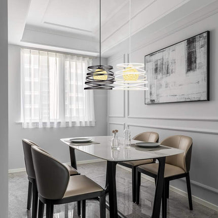 Lampadario a sospensione da soffitto con paralume in metallo a vortice traforato design contemporaneo moderno lampada da soffitto - enzoled