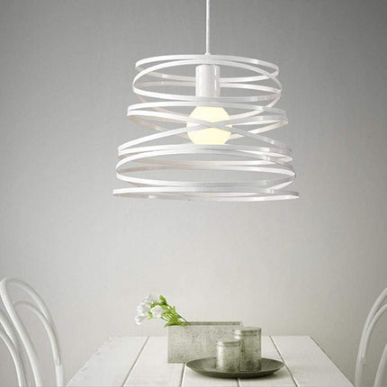 Lampadario a sospensione da soffitto con paralume in metallo a vortice traforato design contemporaneo moderno lampada da soffitto - enzoled