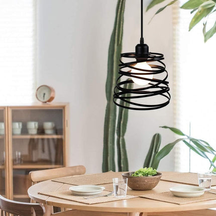Lampadario a sospensione da soffitto con paralume in metallo a vortice traforato design contemporaneo moderno lampada da soffitto - enzoled