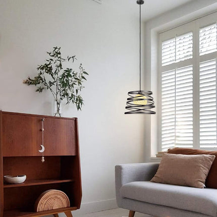 Lampadario a sospensione da soffitto con paralume in metallo a vortice traforato design contemporaneo moderno lampada da soffitto - enzoled