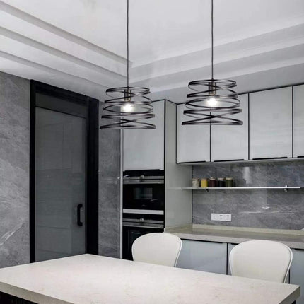Lampadario a sospensione da soffitto con paralume in metallo a vortice traforato design contemporaneo moderno lampada da soffitto - enzoled