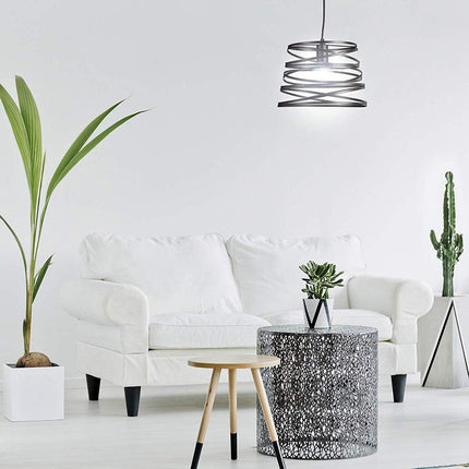 Lampadario a sospensione da soffitto con paralume in metallo a vortice traforato design contemporaneo moderno lampada da soffitto - enzoled