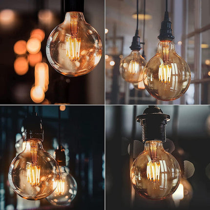 Lampadina led a filamento stile vintage antico 12 watt attacco e27 ambrato globo g125 sfera a luce calda 2600k risparmio energetico 1300 lumen - enzoled