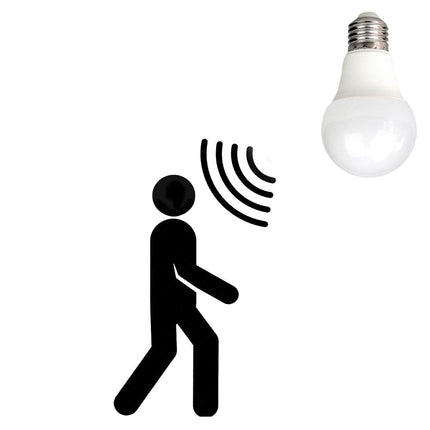Lampadina led E27 9 watt con sensore di movimento a luce fredda 6500k lampada a sensore - enzoled