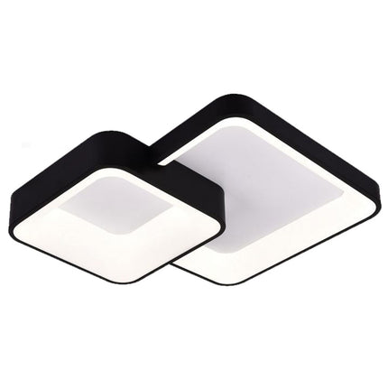 Plafoniera da soffitto a led 58 watt due quadrati lampadario nero cct tre colorazioni da 3000k a 6500k - enzoled