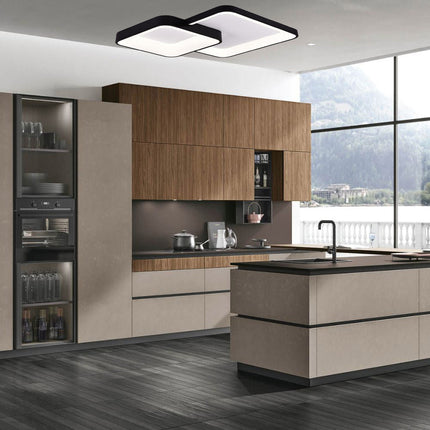 Plafoniera da soffitto a led 58 watt due quadrati lampadario nero cct tre colorazioni da 3000k a 6500k - enzoled