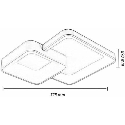 Plafoniera da soffitto a led 58 watt due quadrati lampadario nero cct tre colorazioni da 3000k a 6500k - enzoled
