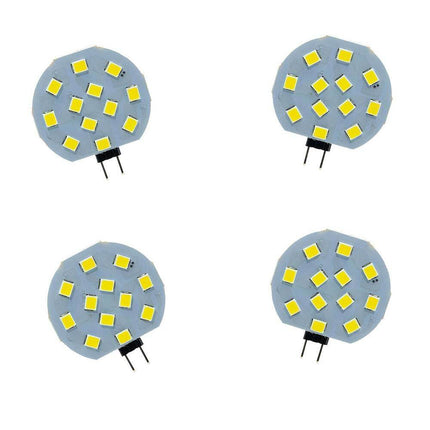 Set 4 Lampadina tonda a piastra 12 led g4 2 watt lampada slim tonda luce fredda 6500k calda 3000k naturale 4000k - enzoled