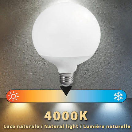 Lampadina a led 21 watt attacco e27 a globo G125 luce fredda 6500k calda 3000k naturale 4000k - enzoled