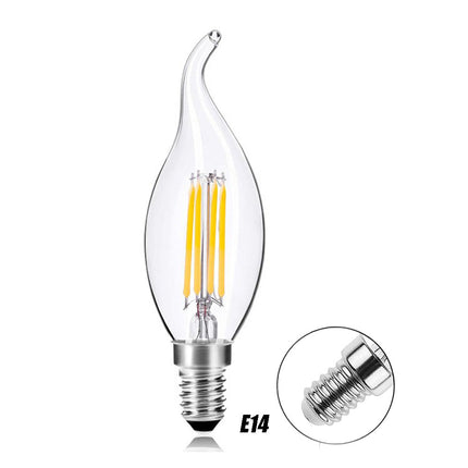 Lampadina in vetro a led a filamento 4 watt colpo di vento E14 luce fredda 6500k calda 3000l naturale 4000k - enzoled