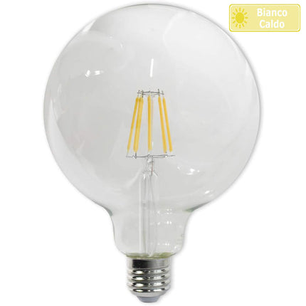 Lampadina led a filamento 12 watt attacco e27 globo 125 sfera a luce bianca 6500k calda 3000k naturale 4000k - enzoled