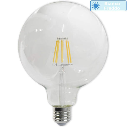 Lampadina led a filamento 12 watt attacco e27 globo 125 sfera a luce bianca 6500k calda 3000k naturale 4000k - enzoled