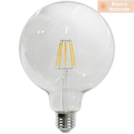 Lampadina led a filamento 12 watt attacco e27 globo 125 sfera a luce bianca 6500k calda 3000k naturale 4000k - enzoled