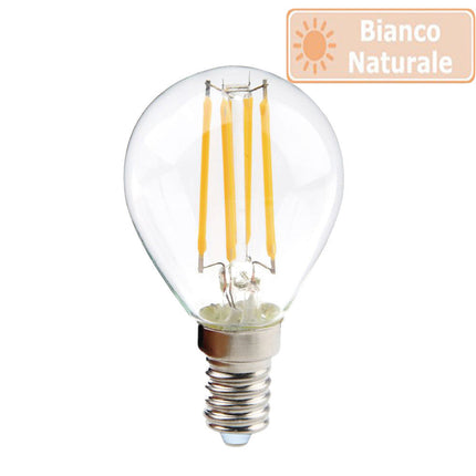 Lampadina led a filamento 4 watt g45 attacco E14 sfera in vetro luce fredda 6500k calda 3000k naturale 4000k - enzoled