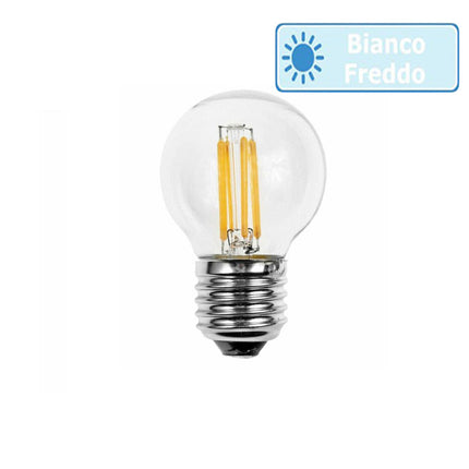 Lampadina led a filamento 4 watt g45 attacco e27 sfera in vetro luce fredda 6500k calda 3000k naturale 4000k - enzoled