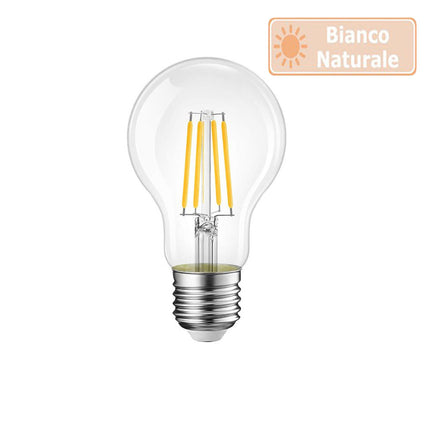Lampadina led a filamento A60 8 watt sfera E27 luce fredda 6500k  calda 2700k naturale 4000k - enzoled