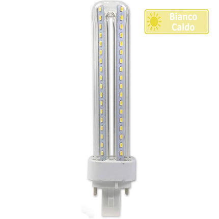 Lampadina led tubolare attacco G24 15 Watt 2pin luce fredda 6500k calda 3000k naturale 4000k risparmio - enzoled
