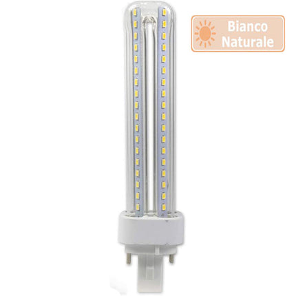 Lampadina led tubolare attacco G24 15 Watt 2pin luce fredda 6500k calda 3000k naturale 4000k risparmio - enzoled