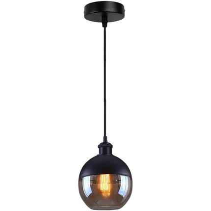 Lampadario a sospensione vintage da soffitto attacco E27 effetto ambrato coppa in vetro e alluminio - enzoled