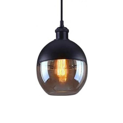 Lampadario a sospensione vintage da soffitto attacco E27 effetto ambrato coppa in vetro e alluminio - enzoled