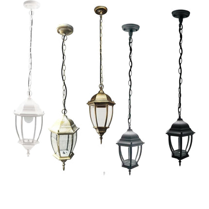 Lanterna sospesa a tenuta stagna da soffitto attacco e27 lampada da giardino retrò per esterno a sospensione con catena - enzoled