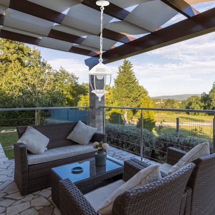 Lanterna sospesa a tenuta stagna da soffitto attacco e27 lampada da giardino retrò per esterno a sospensione con catena - enzoled