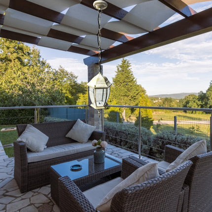 Lanterna sospesa a tenuta stagna da soffitto attacco e27 lampada da giardino retrò per esterno a sospensione con catena - enzoled