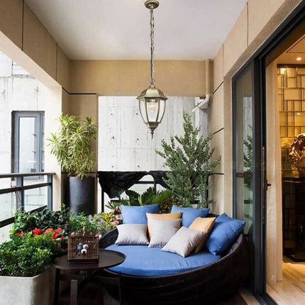 Lanterna sospesa a tenuta stagna da soffitto attacco e27 lampada da giardino retrò per esterno a sospensione con catena - enzoled