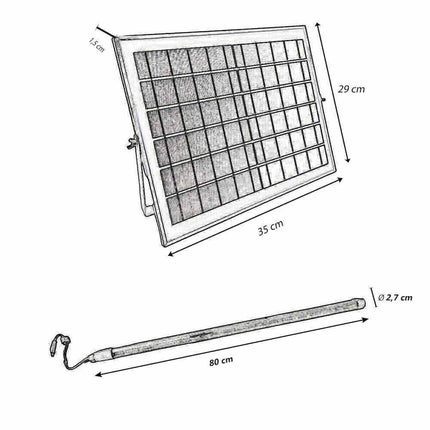 Neon a led con pannello solare 80 watt tubo ricaricabile 80 cm IP65 luce bianca fredda 6500k - enzoled