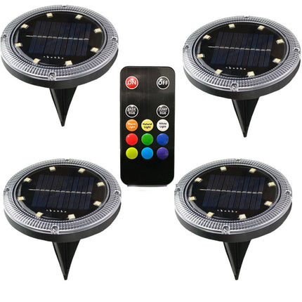 Kit 4 faretti solari 8 led con picchetto rgb+ww luci decorative da giardino 1,5 watt - enzoled