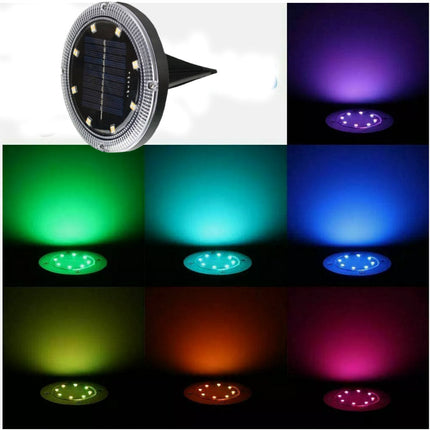 Kit 4 faretti solari 8 led con picchetto rgb+ww luci decorative da giardino 1,5 watt - enzoled