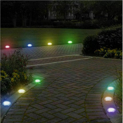 Kit 4 faretti solari 8 led con picchetto rgb+ww luci decorative da giardino 1,5 watt - enzoled